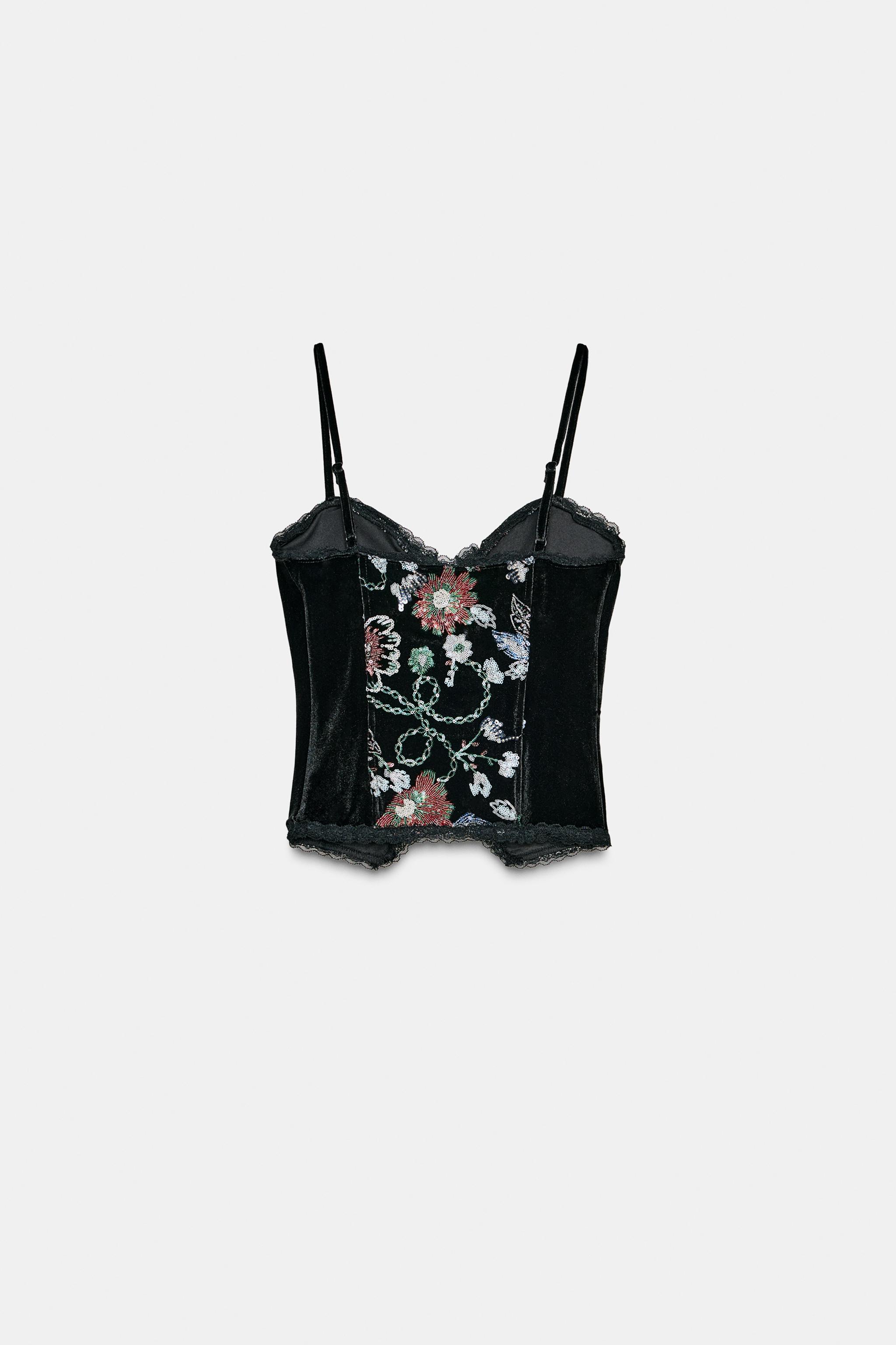 EMBROIDERED VELVET CORSET